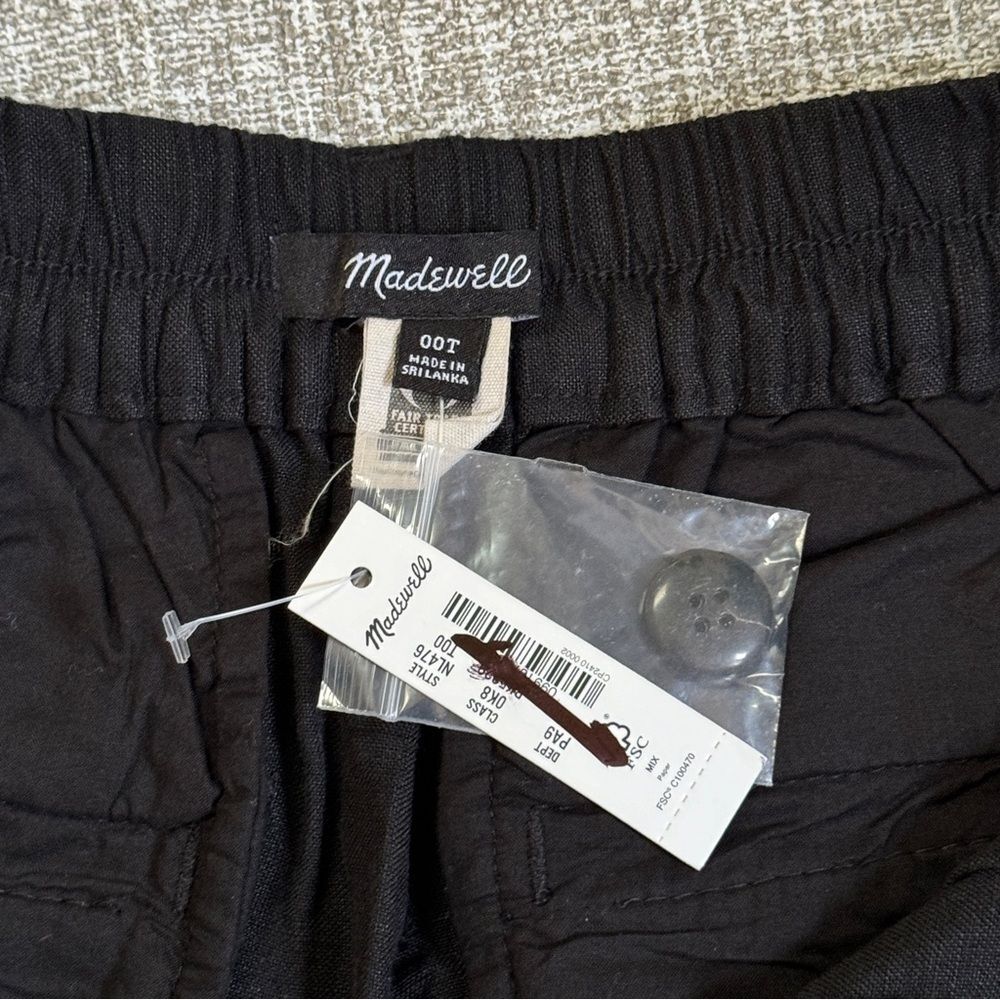Madewell‎ | Women's The Tailored Tapered Pant in Linen-Blend - Black, Size 00T - Picture 7 of 10